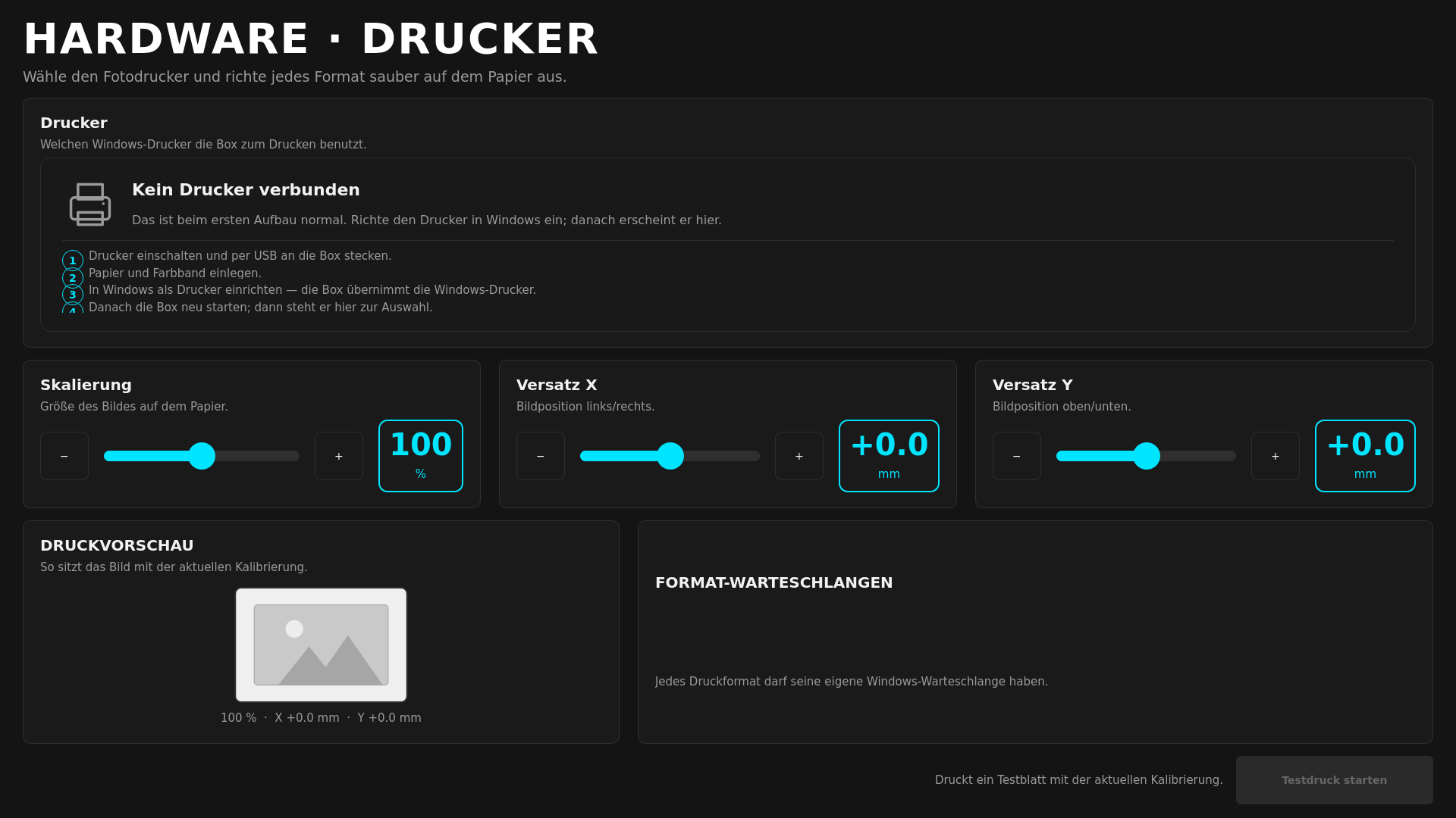 Druckerstatus leer in der Box-App