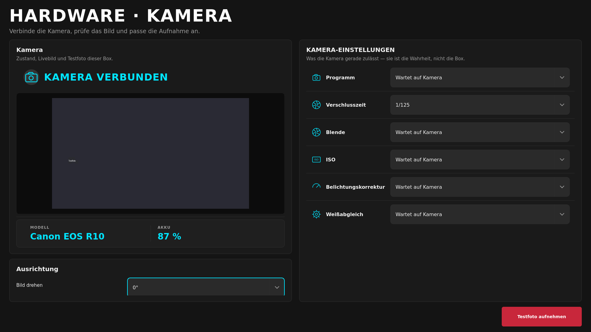 Verbundene Kamera in der Box-App